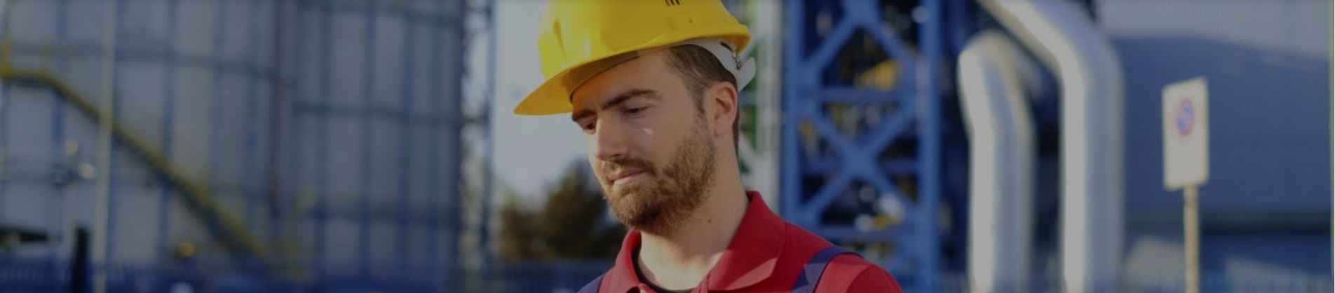 Photograph of a man wearing a yellow hard hat