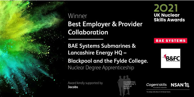 Lancashire Energy HQ wins Best Employer and Provider Collaboration in the 2021 UK Nuclear Skills Award